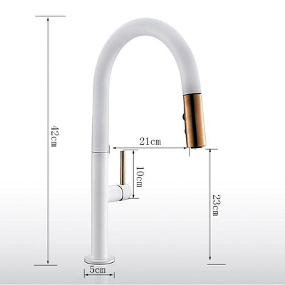 White with Rose Euro Clean sleek Design Manual  Kitchen Faucet Dual Sprayer Mode