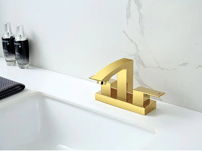 Brushed gold-Black 4 Inches widespread bathroom faucet