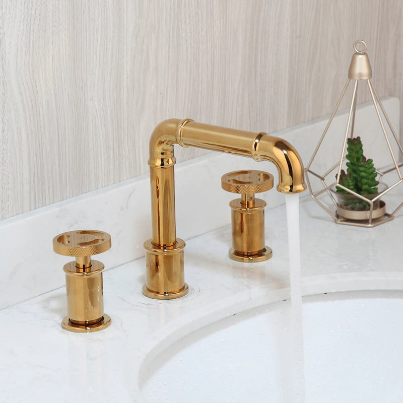 Matte Black - Polished Gold Industrial Victorian Bathroom Faucet