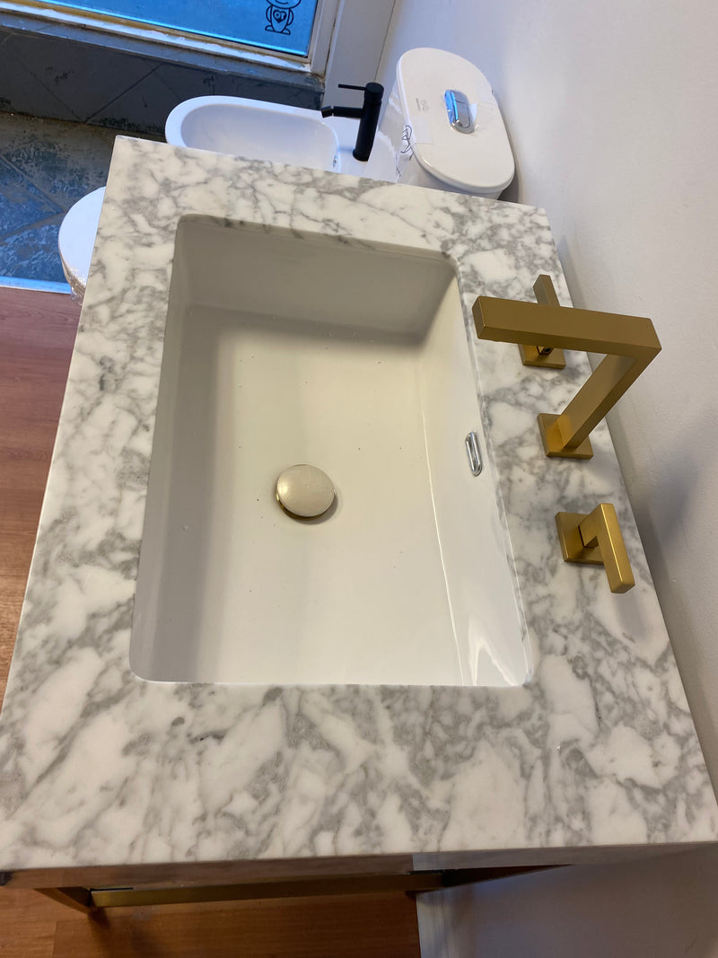 MILANO-Brushed Gold with 6" inches Marble top Exposed Console Victorian Powder Room Bathroom Vanity Set-36" Inches