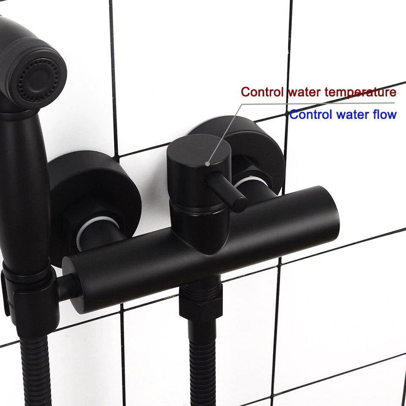 Brushed Gold-Black-Chrome Hot & Cold Manual Temperature Mixer Wall Mounted Hand Held Bidet Spayer Kit