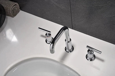 Black 8 Inch wide spread bathroom faucet