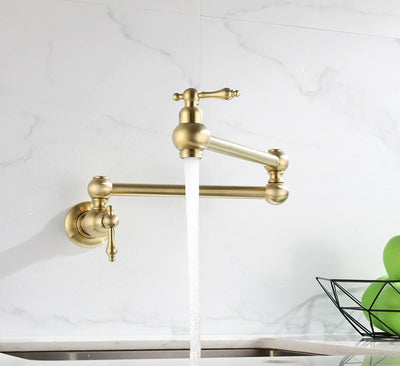 Brushed Gold Traditional Wall Mounted Cold Water Pot Filler Faucet
