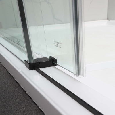 Black matte SS05 Frameless Slide Track Roller tempered glass shower door 10mm- Size 60"x76"