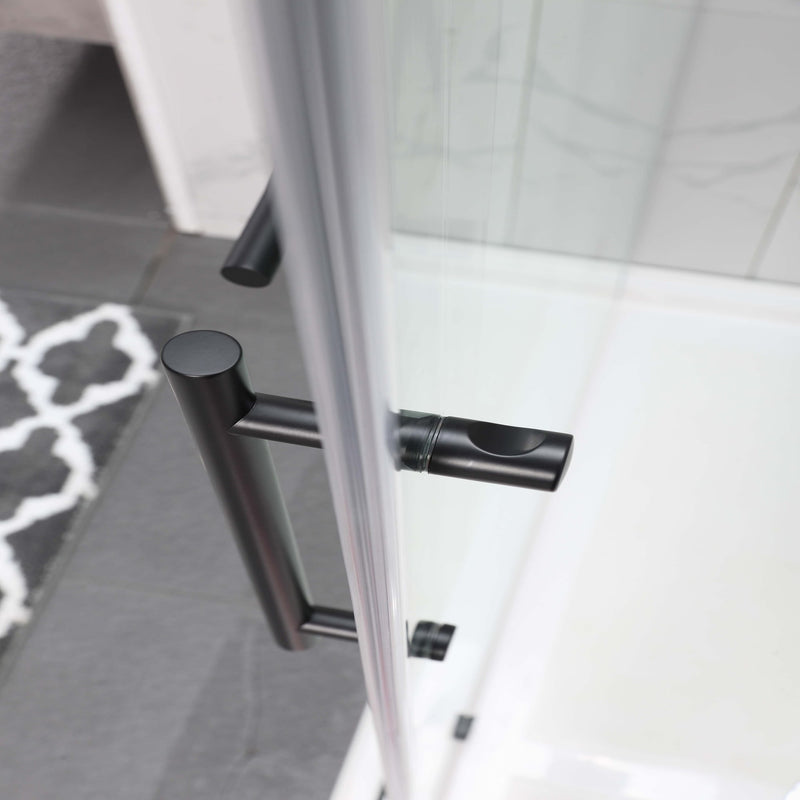 Black matte SS05 Frameless Slide Track Roller tempered glass shower door 10mm- Size 60"x76"