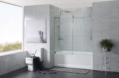 Chrome Bathtub frameless sliding shower tempered glass door 10mm size 60" X 60" Inches