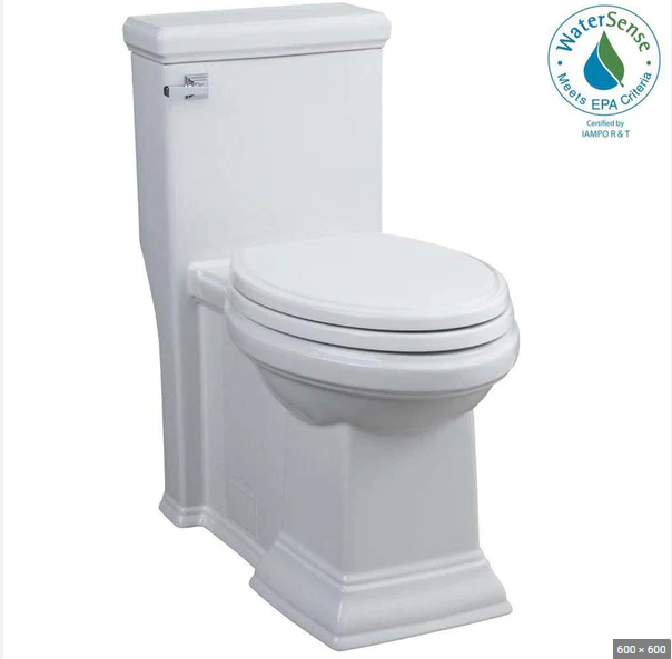American Standard Town Square One-Piece FloWise Elongated Right Height Toilet, White, with Seat