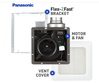 Panasonic FV-0511VQ1 WhisperCeiling DC Ventilation Fan, Speed Selector, SmartFlow Technology, Quiet