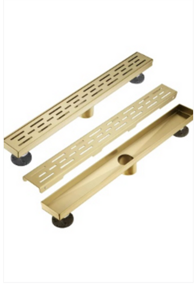 Brushed Gold Grid Linear Shower Drain