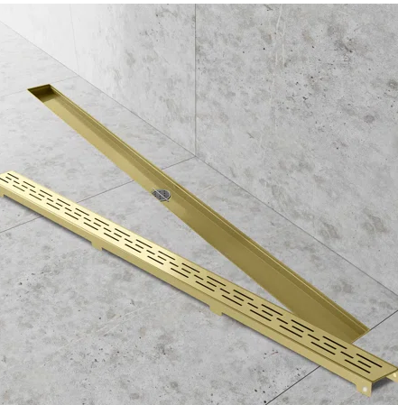 Brushed Gold Grid Linear Shower Drain