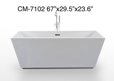 Acrylic Rectangular Freestanding Bathtub 67"