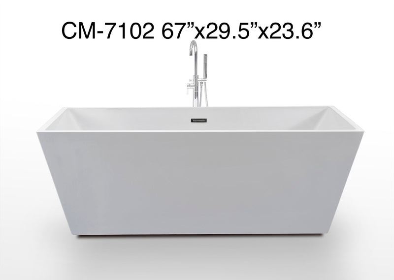 Acrylic Rectangular Freestanding Bathtub 67"