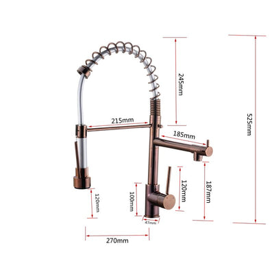 Rose Gold Kitchen Dual Sprayer and Pot Filler Chef Style Pull Out Faucet