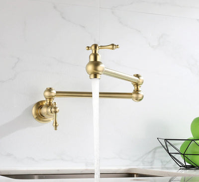 Brushed Gold/Matte Black/Brushed Nickel/Chrome Antique Wall Mount Kitchen  Pot Filler