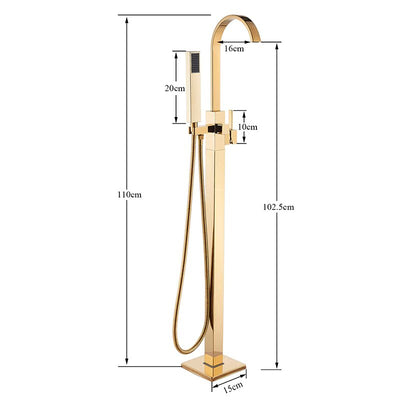 Gold polished free standing tub filler faucet