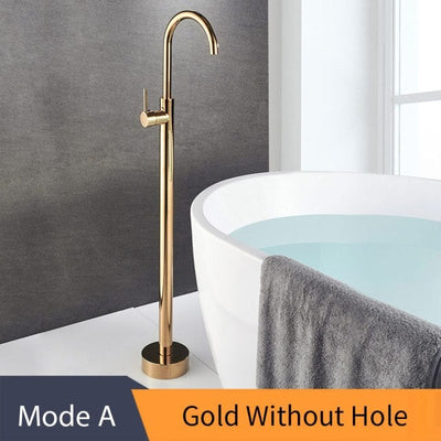 Gold polished freestanding tub filler faucet