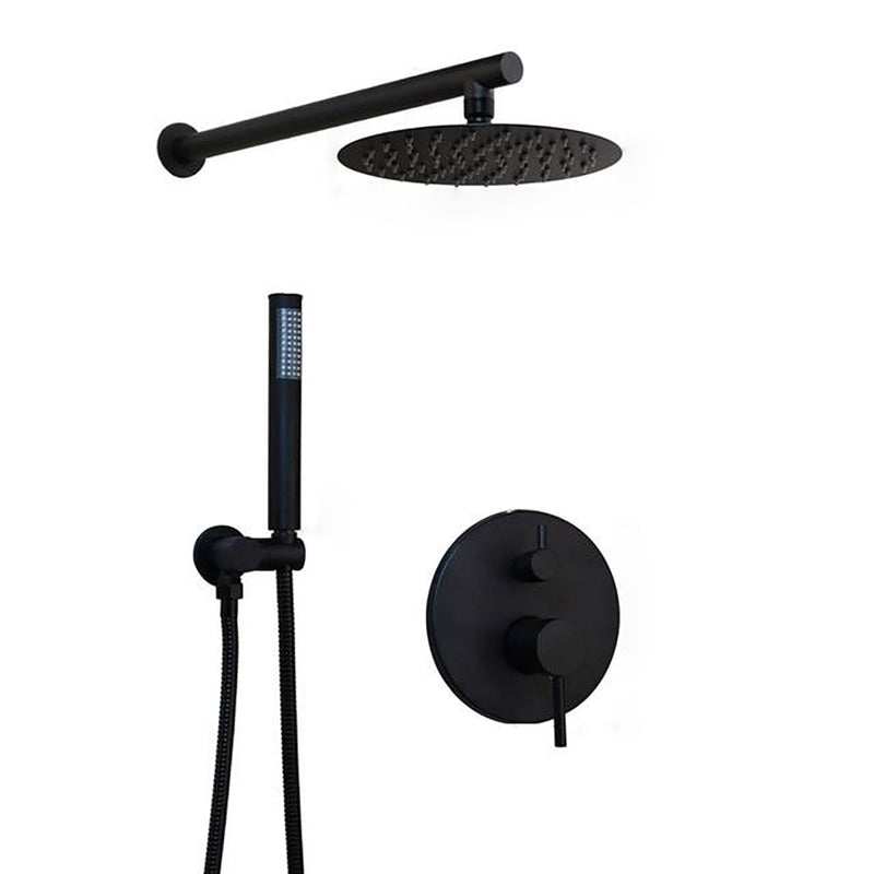Black 2 Way Pressure balance Shower Set with Option Of Round Rain Head 8-10-12 Completed Shower Set