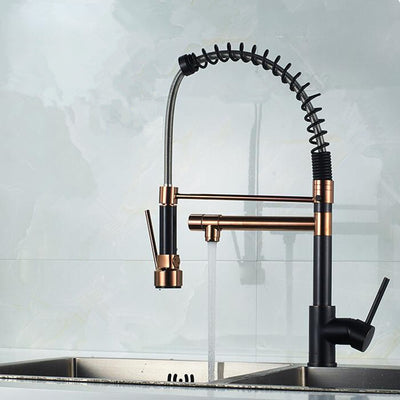 Oil Rubbed Bronze with rose gold polished Chef style kitchen faucet