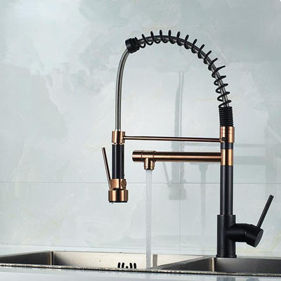 Provence-Black & Rose Gold Big Tall Kitchen Island Chef Style Dual Pot Faucet and Pot Filler