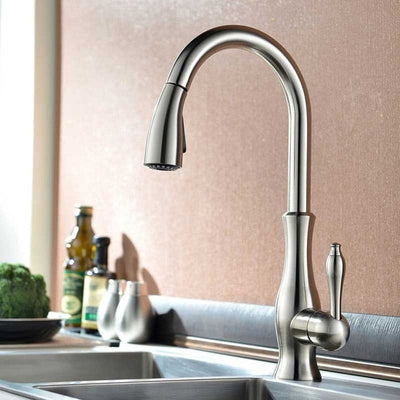 Transitional Design Pull Out Dual Mode Sprayer Kitchen Faucet