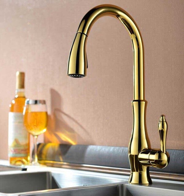 Transitional Design Pull Out Dual Mode Sprayer Kitchen Faucet