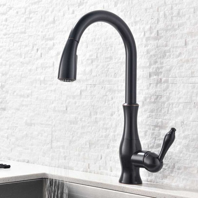 Transitional Design Pull Out Dual Mode Sprayer Kitchen Faucet