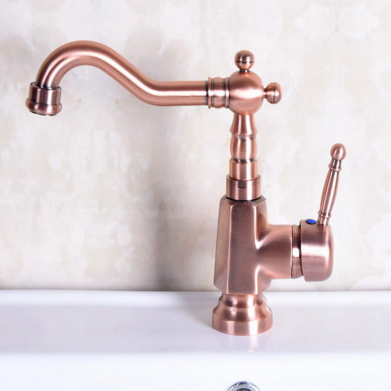 Victorian Copper Satin Single Hole Bathroom Faucet