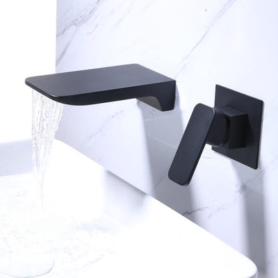 Waterfall wall mounted single lever bathroom faucet