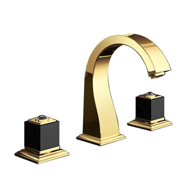 Monaco-Gold 8 inch Wide Spread Lavatory Faucet  Double Handle
