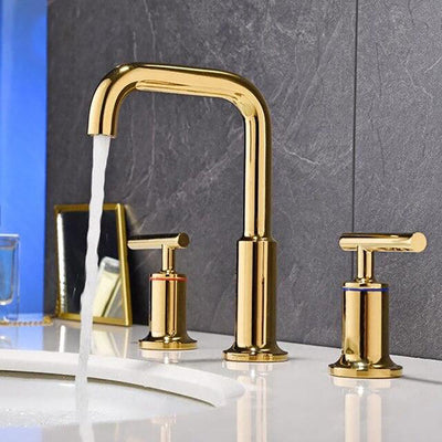 Polished Gold- Rose Gold - Matte Black 8 Inch Wide Spread Lavatory Faucet