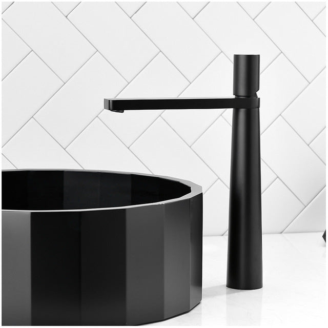 Brushed Gold- Matte Black  Tall and Short Single Hole Bathroom Lavatory Faucet
