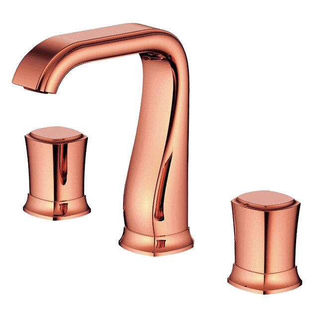 Black with Rose Gold 8 Inch Wide Spread bathroom Faucet