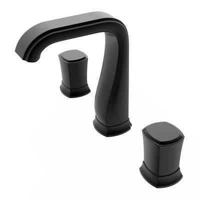Black with Rose Gold 8 Inch Wide Spread bathroom Faucet