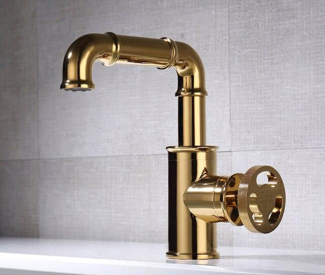Polished Gold/ Matte Black  Victorian Industrial Single Hole faucet