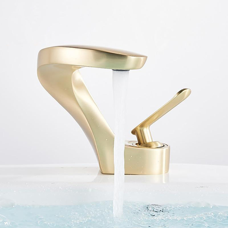 Brushed Gold Modern European Design Single Hole Bathroom Faucet