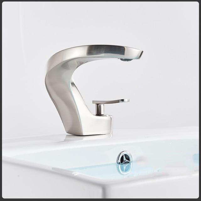Brushed Gold Modern European Design Single Hole Bathroom Faucet