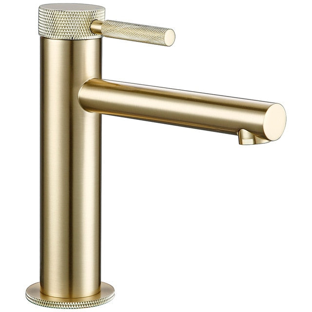Brushed Gold Single Hole Bathroom Lavatory Faucet