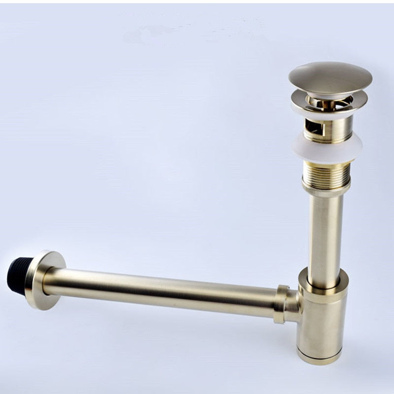 Brushed Gold Drain Bathroom Lavatory Sink Push-down Pop Up T-trap brush gold with or without overflow bathroom accessories