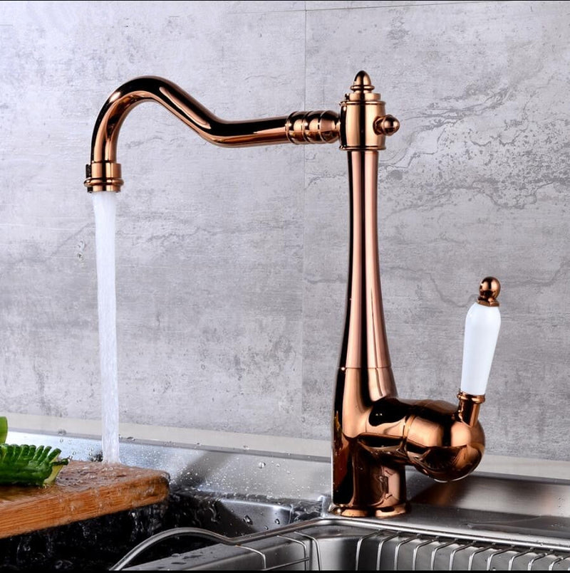 Rose gold with Porcelain handle Victorian Bar Kitchen Faucet