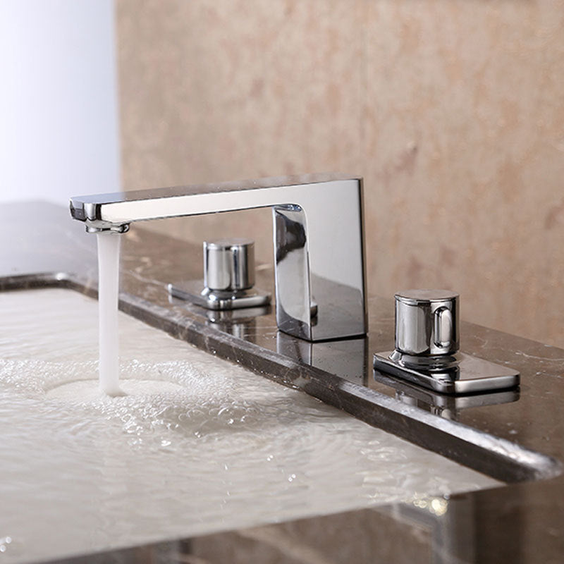 Chrome Square 8" Inch Widespread Bathroom Faucet