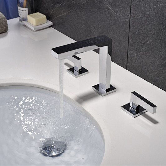 Square  8" inch wide spread bathroom faucet