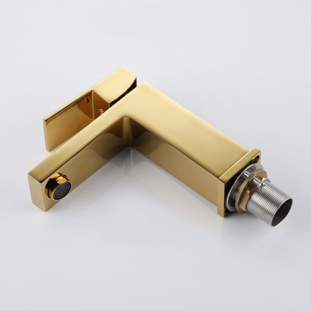 Gold shiny polish single hole faucet