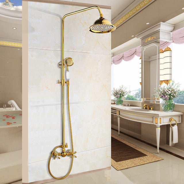 Gold Exposed 2 Way Diverter Shower System Completed System