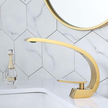 Brushed Gold Wash basin Faucet Single Handle Hole Hot and Cold Waterfall Faucet