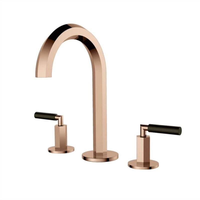 Polished Rose Gold Two Tone 8 Inch Widespread Faucet