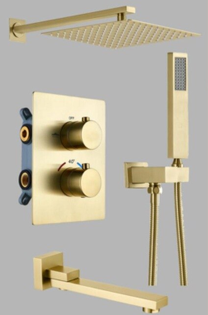 Polished Rose Gold -Gold 2 and 3 Way Control Thermostatic Shower Shower Kit