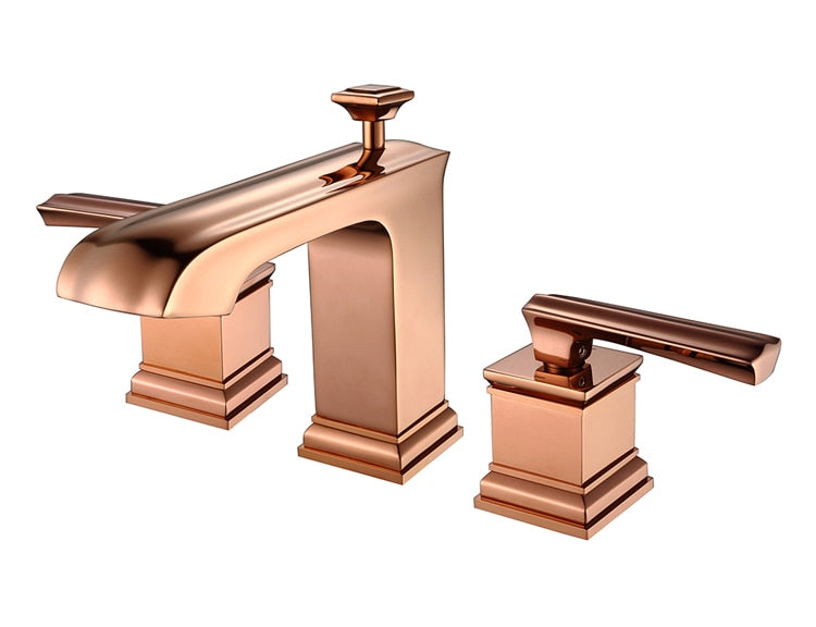 Polished Rose Gold 8 Inch Wide Spread Lavatory Faucet