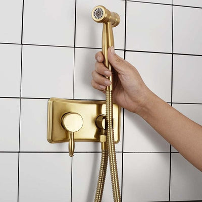 Brushed Gold&Black Bathroom Bidet Spray Tap 2 Function Concealed Hot And Cold Mixer Bidet Sprayer Douche Shower Toilet Sprayer