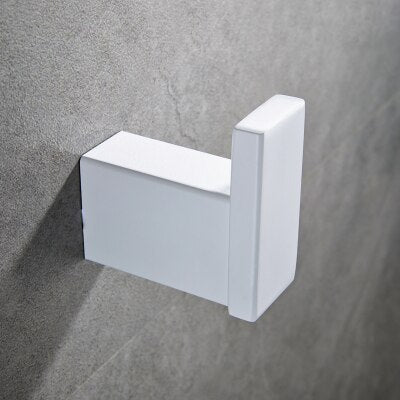 White Matte Bathroom Accessories- towel bar, toilet paper holder,hooks