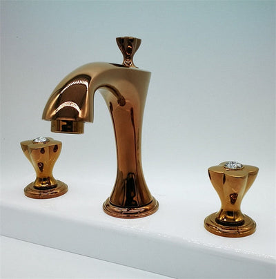 Gold-Rose Gold-Chrome  with Diamonds 8 Inch Wide Spread Bathroom Faucet